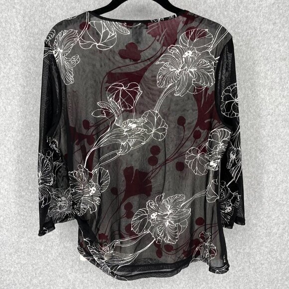 The Limited Womens Mesh Ruched Dark Floral Top Size XL Red Black 90s Grunge EUC - Picture 5 of 12